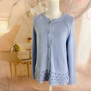Rossopuro Baby Blue Cable Knit Button Down Cardigan